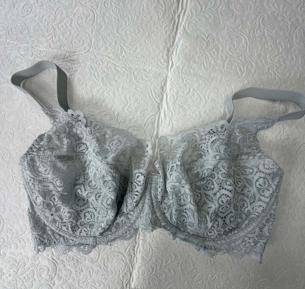Bravissimo Lace Underwired Balconette Bra Semi-Sheer Floral pale blue 32H